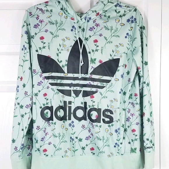 adidas blue floral hoodie